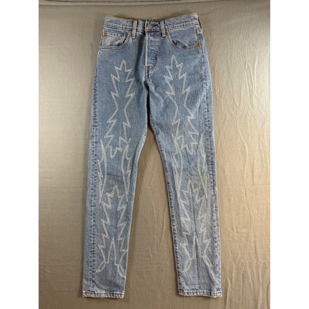 Levi's 501 Jeans Women's 28 Western Embroidered Cowboy Straight Leg Button Fly